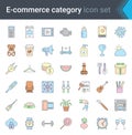 Shop category outline icons set. Shopping and e-commerce thin line colorful icons Royalty Free Stock Photo