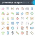 Set of e-commerce and online shopping web colorful icons in line style. Mobile shop, digital marketing. High quality vector illust Royalty Free Stock Photo