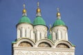 The domes of the ancient Trinity Cathedral close-up. The Kremlin in Astrakhan Royalty Free Stock Photo