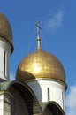 Domes of Assumption Cathedral. Moscow Royalty Free Stock Photo