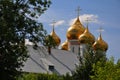 The domes of Assumption Cathedral in Yaroslavl Royalty Free Stock Photo