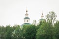 Domes of Avraamiev Monastery above trees Royalty Free Stock Photo