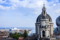 Domes of the Cathedral dedicated to Saint Agatha. The view of the city of Catania, Sicily, Italy