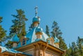 Domes of the Chapel of the Ascension of the Lord on Mount Eleon. Gethsemane skete of the Valaam Monastery. Valaam Island, Karelia Royalty Free Stock Photo