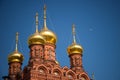 Domes of Chernigovsky cathedral  of Chernigovsky skete  is monastery  as part of Holy Trinity Sergius Lavra  in Sergiev Posad, Rus Royalty Free Stock Photo