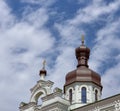 Domes of the church in Kyiv. Facade view of the dome of the church.