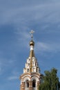 Domes with crosses, the top of the church is turned to the east. Orthodox Christian religion