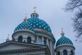 The domes with crosses of Trinity the Troitsky Cathedral Saint