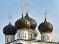 Domes and golden crosses of Church