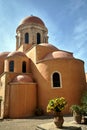 domes of a historic Orthodox church in the historic monastery of Agia Triada on the island of Crete Royalty Free Stock Photo