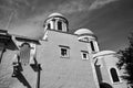 domes of a historic Orthodox church in the historic monastery of Agia Triada on the island of Crete Royalty Free Stock Photo