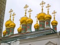 Domes of the Kremlins Churches and Cathedrals,Moscow,Russia Royalty Free Stock Photo