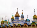 Domes of the multi-colored towers of the Izmailovsky Kremlin in Moscow