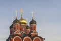 5 domes of the Orthodox Church at Znamensky monastery. Moscow, Russia Royalty Free Stock Photo