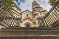 Domes of Our Lady of the Sign Church, the orthodox church betwee Royalty Free Stock Photo