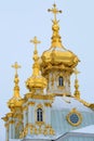 Domes of the Peter and Paul Church of the Great Palace of Peterhof. Saint-Petersburg Royalty Free Stock Photo