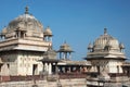 Domes of Raj Mahal palace at Orchha ,India Royalty Free Stock Photo