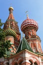 Domes and roofs of St Basil`s Cathedral of Moscow Royalty Free Stock Photo