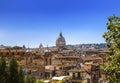 The domes and rooftops of the eternal city, the view from the Spanish steps. Rome Royalty Free Stock Photo