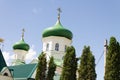 Domes Russian Christian Orthodox Church with domes and a cross against the sky Royalty Free Stock Photo