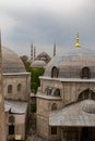 Domes of Saint Sophie Cathedral and Blue Mosque, from Saint Sophie, Istanbul, Turkey. Royalty Free Stock Photo