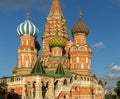 Domes of St. Basil`s Cathedral on Red Square in Moscow Kremlin Royalty Free Stock Photo