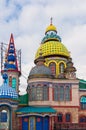 The domes of temple of all religions. The village of Old Arakchino. Kazan, Tatarstan. Royalty Free Stock Photo