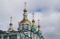 Domes of the Transfiguration of the Savior Cathedral against the sky in Tambov Royalty Free Stock Photo