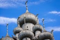 Domes of wooden church in Kizhi Royalty Free Stock Photo