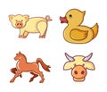 Domestic animals icon set, cartoon style Royalty Free Stock Photo