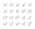 Domestic animals icons outline set Royalty Free Stock Photo