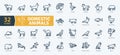 Domestic Animals Icons Pack. Thin line animal icons set. Flaticon collection set