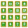 Domestic appliances icons set green square vector Royalty Free Stock Photo