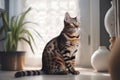 Domestic Bengal cat. Generative AI Royalty Free Stock Photo