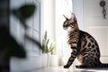 Domestic Bengal cat. Generative AI Royalty Free Stock Photo