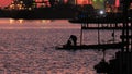 Domestic boat life in Chao Praya River Bangkok Thailand