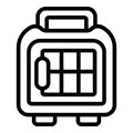 Domestic cat carrier icon outline vector. Kitten travel basket