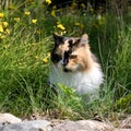 A domestic cat on a walk.