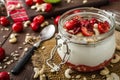 Domestic cherry yogurt Royalty Free Stock Photo