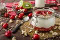 Domestic cherry yogurt Royalty Free Stock Photo