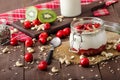 Domestic cherry yogurt Royalty Free Stock Photo