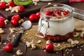 Domestic cherry yogurt Royalty Free Stock Photo
