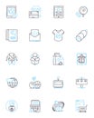 Domestic commerce linear icons set. Market, Trade, Sales, Consumer, Retail, Wholesale, Distribution line vector and