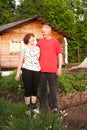 Domestic elderly pair on nature Royalty Free Stock Photo