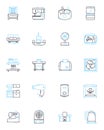 Domestic electronics linear icons set. Television, Kitchen, Vacuum, Blender, Heaters, Humidifier, Hairdryer line vector