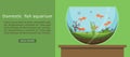 Domestic fish aquarium with golden fishes vector illustration. Fish aquarian house underwater tank bowl. Home aquarium