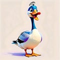 Domestic goose duck portrait smiling colorful comic book Royalty Free Stock Photo