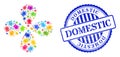 Domestic Grunge Seal Stamp and Virus Robot Colorful Swirl Explosion