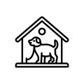 Black line icon for Domestic, pet and doggy