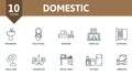 Domestic icon set. Contains editable icons interior theme such as washbasin, bedroom, cupboard and more.